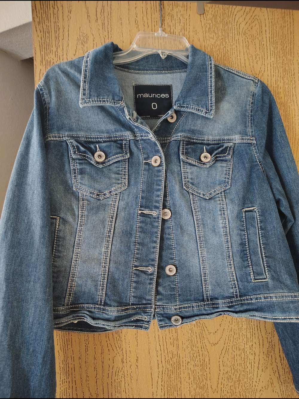 Maurices Medium Blue Denim Jacket with Button Front
